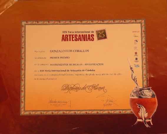 Primer Premio de la Feria Internacional de Artesanias Córdoba 2007